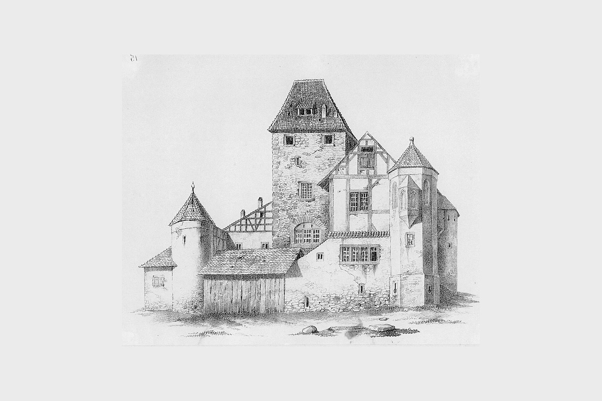 Palace Hegi,drawing by Ludwig Schulthess